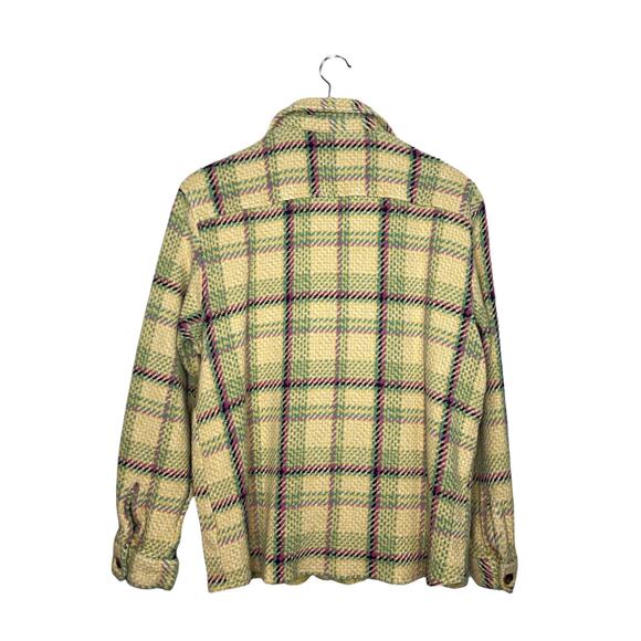Urban Outfitters Jacket Yellow Plaid Cotton Tweed Button Front Collared Large - Picture 2 of 9